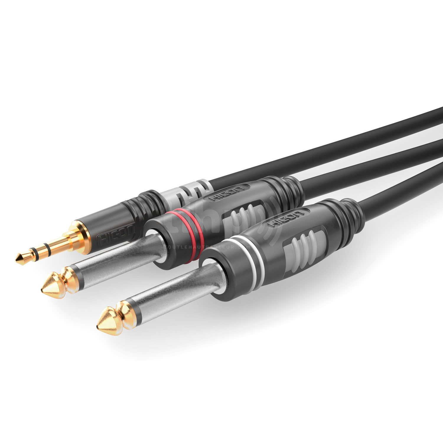 Câble audio Y, 0.9m, mini Jack 3.5 mm stéréo vers double Jack 6.35 mm mono