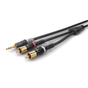 Câble audio 1.5m double RCA mâle vers mini-Jack 3.5 mm stéréo, Sommercable HBP-3SC2, avec connecteurs à contacts plaqués or
