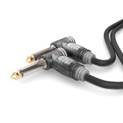 Câble instrument noir 0.15m Jack coudé mono 6.35 mm, Sommercable HBA-6A, avec connecteurs Hicon à contacts plaqués or